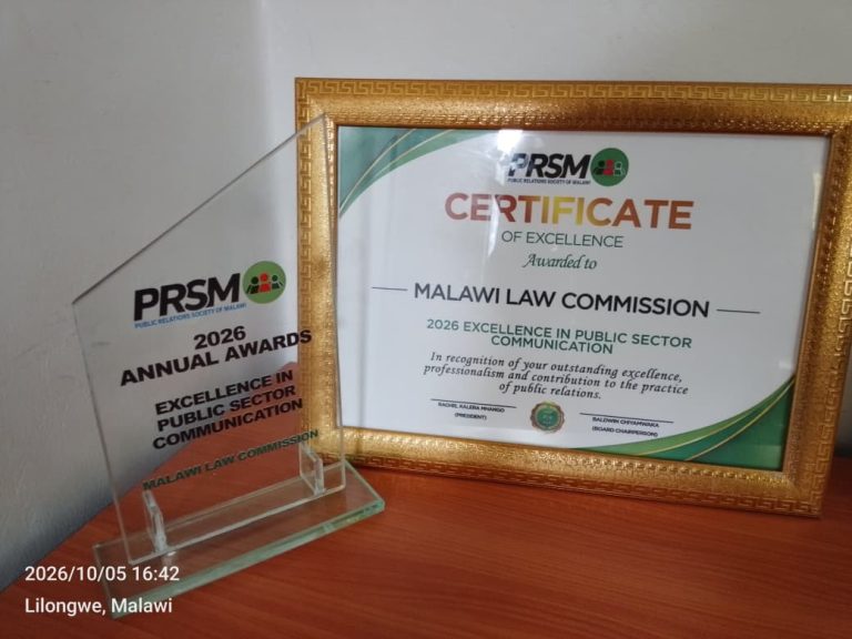 MALAWI LAW COMMISSION RECOGNISED FOR EXCELLENCE IN PUBLIC SECTOR COMMUNICATIONS